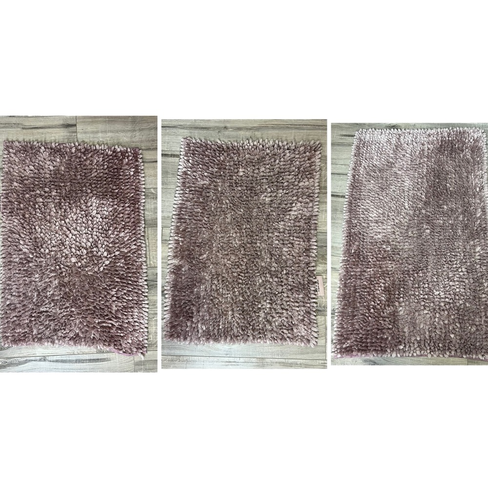 3 juicy couture mats pink silver color furry Plush Bath Mat